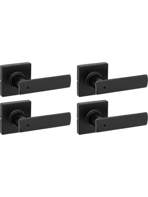 Skygo Breton Iç Mekan Gizlilik Kapı Kolu Kilitli 4'lü Paket, Banyo ve Yatak Odası Için Kapı Kolu, Mat Siyah Ters Çevrilebilir Anahtarsız Dönüş Kilidi, Mikroban Korumalı