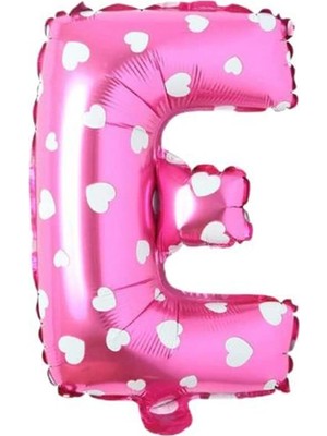 Skygo E Harfi 16 Inç Pembe Kalpli Renk Folyo Balon 36 cm (Pembe)