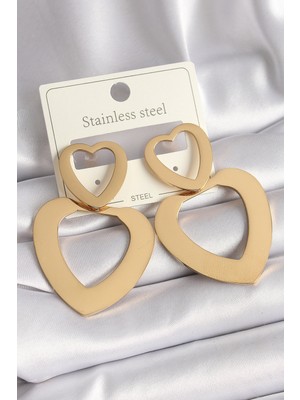 Vice Avm 316L Çelik Gold Renk Kalp Model Kadın Küpe - TJ-BKP9714 TG-V 7516