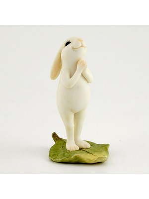 Skygo Top Minyatür Bahçesi ve Teraryum Yoga Tavşanı Ayakta Namaste Pozu Heykeli, Küçük