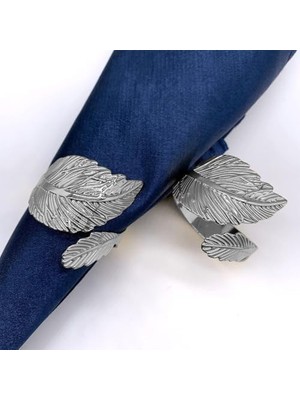 Skygo Kapı Stoperi, 10 Parça Gümüş Yaprak Desenli Peçete Halkası Seti, Lüks Peçete Tutucu, Doğum Günü Düğün Parti Dekorasyonu Için, Gümüş Renk Metal Peçete Halkaları