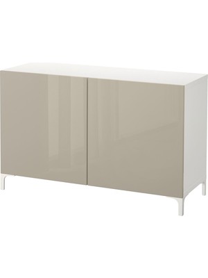 Dolap Kombinasyonu, Beyaz-Parlak Cila-Bej, 120X42X74 Cm, Selsvıken