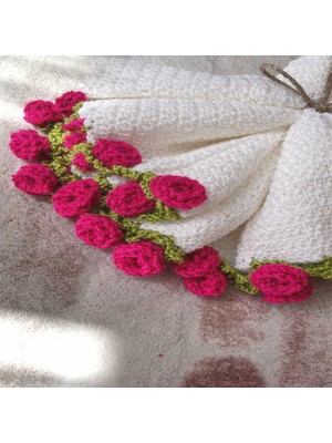 NurEra Design Pembe Çiçekli Buket Battaniye / Sevgililer Günü - Anneler Günü / Tv Battaniyesi 100 cm