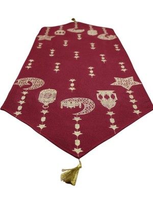 Özbience Kırmızı Simgeli Püsküllü Runner, Ramazan Fener Jakarlı Goblen, 40X140