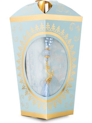 Özbience Ramazan Feneri, Tesbih ve Seccade Hediye Seti, Mavi Kraft Asetat Kutu