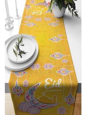 Özbience Eid Mubarak Ramazan Feneri, Leke Tutmaz Kumaş, Salon ve Mutfak Için Runner
