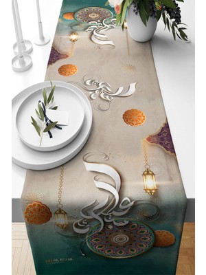 Özbience Ramazan Feneri Hilal Eid Mubarak Leke Tutmaz Kumaş Salon ve Mutfak Runnerleri