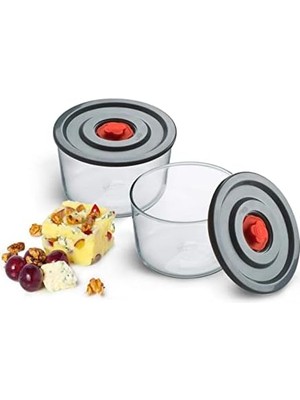 Skygo Yuvarlak 2’li Borosilikat Cam Saklama Kabı Seti, 0.35 L x 2, 116×76 Mm, Sızdırmaz Kapak, Mikrodalga-Fırın-Buzdolabı-Bulaşık Makinesi Uyumlu