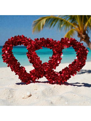 Kuzey Oyuncak Parlak Metalize Büyük 2li Kalpli Dekor Süs Yüksek Kalite Sevgililer Gününe Özel Dekor Kalp 40X24 cm