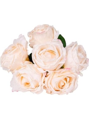 Skygo Yapay Çiçek Gül 6'lı Demet Krem 37 Cm.