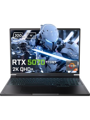 Thunderobot RS16 Amd Ryzen 9-9850HX 32GB Ddr5 1tb SSD Rtx 5070 8gb 115W 16 Inç 2k Qhd+ 300Hz Freedos Gaming Laptop (RS16-R9985HX57E1Q300RB)