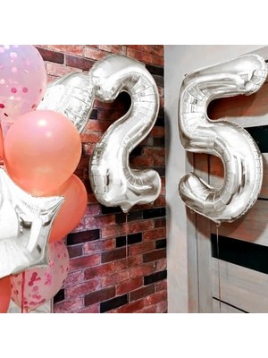 Skygo Xesha 8 Rakamı Doğum Günü Balonu Yaş Günü Gümüş Renk Uçan Balon 102 cm Doğum Günü ve Parti Dekorasyonu Büyük Boy Folyo Helyum Uçan Balon Yaş 8 Sayısı