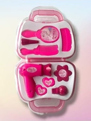 Skygo Oyunsal Çantalı Oyuncak Güzellik Seti Kaliteli Plastikten Çanta,tarak,oje,toka,fön Makinesi,parfüm Şişe Vs+