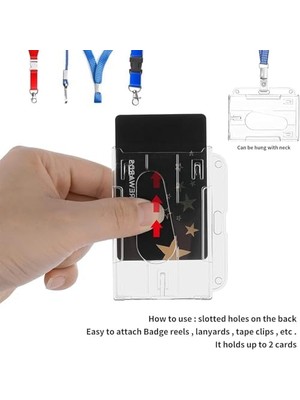 Skygo Kart Koruyucu, 5'li Paket Şeffaf Id Kart Kılıfı, Başparmak Yuvası ve Zincir Delikli Sert Plastik Rozet Kılıfı, Standart Kartlar ve Spor Kartları Için Yatay Kredi Kartı Koruyucu