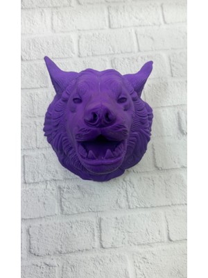 Astraltech Özel Seri Mor Kurt Duvar Süsü Hediyelik Dekoratif Asılabilir Heykel