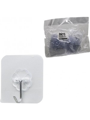 Marsilyan Askı 10PCS Tekli Metal Uçlu Mika Kristal Pls. Tabanlı Şeffaf Pvc Yapışkanlı Montaj (4887)