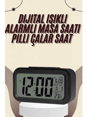 Marsilyan Dijital Masa Saati Termometreli Takvim Çalar Saat LED Ekran Pilli