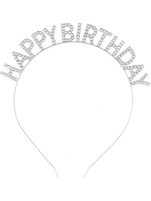 Marsilyan Gümüş Kristal Taşlı Happy Birthday Doğum Günü Tacı Ithal Ürün A Kalite 17X16 cm