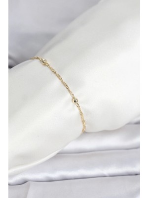 Marsilyan cm 14K Gold Renk Burgu Topçuk Model Kadın Bileklik - TJ-BB8281