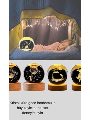 Astraltech LED Işıklı Yunus Küre Ahşap Standlı Modern Dekoratif Aksesuar