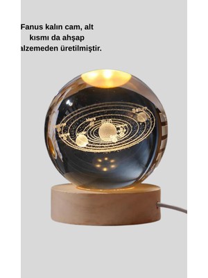 Astraltech USB Bağlantılı Işıklı Kristal Küre Modern Ahşap Tabanlı Dekor