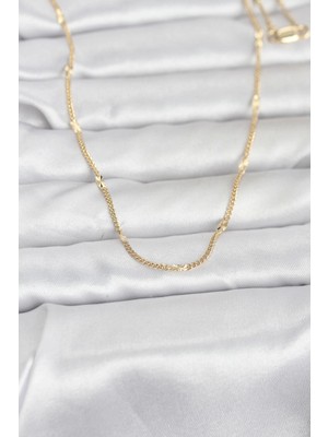 Marsilyan cm 14K Gold Renk Lazer Puntalı Model 60 cm Kadın Kolye - TJ-BKO10961