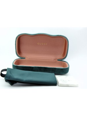 Gucci Guccı Case Vıntage  Velvet Petrol Yesili Kadife Istridye Model Sert Güneş Gözlüğü Gözlük Kutusu Kılıfı