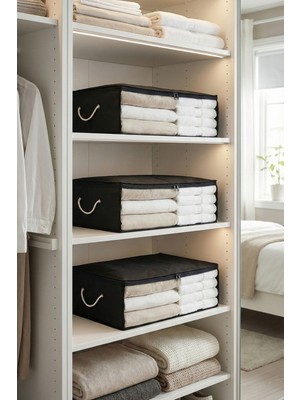 Rek Home 3 Adet Pencereli Baza Altı Yastık Yorgan Kazak Hurcu / 60X45X15