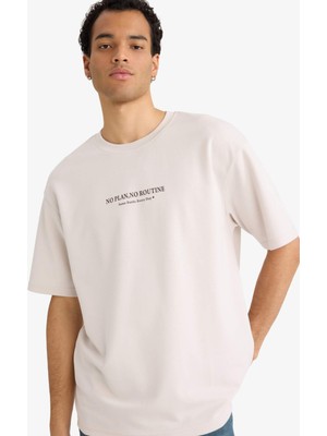 DeFacto Nefes Alabilen Boxy Fit Baskılı Tişört F8097AX26SP