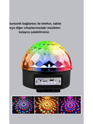 Astraltech LED Disko Küresi Bluetooth Hoparlörlü Ritimle Senkronize Döner Işıklı