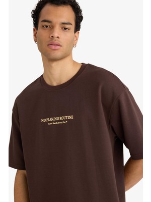 DeFacto Nefes Alabilen Boxy Fit Baskılı Tişört F8097AX26SP