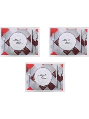 Skygo Amerikan Servis Kağıdı Afiyet Olsun Baskılı Beyaz Masa Örtüsü - 29 x 40 Cm. - 100 Adetlik 3 Paket