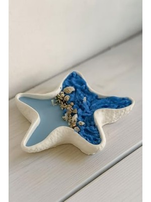 Skygo Deniz Yıldızı Tabakta Okyanus Esintili Soya Mum – 3 Fitilli, Deniz Temalı Tasarım