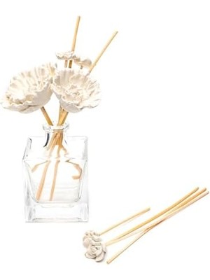 Skygo Beyaz Büyük Karışık Çiçek Taşlı 10'lu Doğal Bambu Kamış Seti