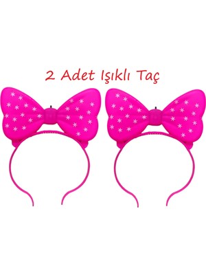 Brother Toys 2 Adet Işıklı Taç Oyuncak Parlayan Tac Kız Çocuk Tacı 19 Cm.