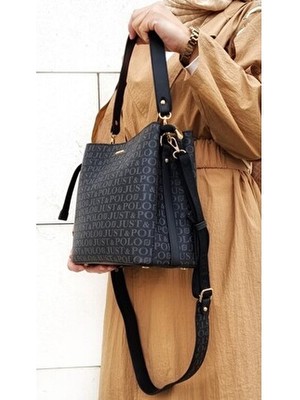 Just Polo Kadın Siyah Suni Deri İki Askılı Çantası Basic Koleksiyonu ile Şık Tasarım