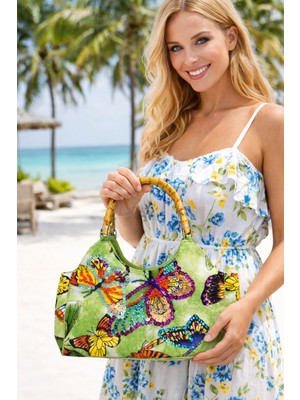 Doremi Renkli Kelebek Nakışlı Çanta