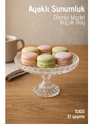 Nandy Home El Yapımı Cam, Ayaklı Damla Model Küçük Boy Sunumluk - Ayaklı Sunumluk