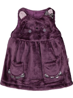 Civil Baby Cep Detaylı Kedi Nakışlı 6-18 Ay Elbise - Lila