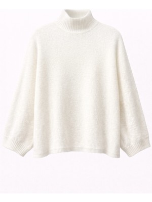 Mixray 6998 Kadın Yarasa Kol Yün Karışımlı Balıkçı Yaka Triko Kazak Kemik