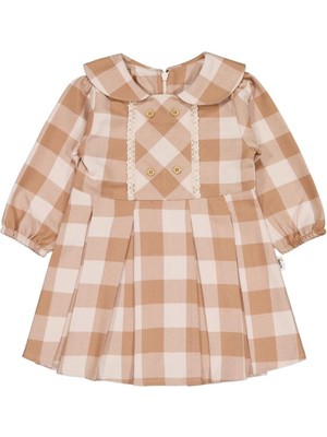 Civil Baby Dama Desen 6-18 Ay Elbise - Kahve