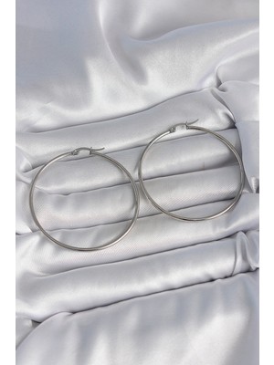 Vice Avm 316 Çelik Gümüş Renk 53 mm Halka Model Kadın Küpe - TJ-BKP10517 TG-V 8993