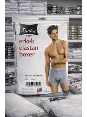 Tutku Erkek Elastan Boxer Gri | Esnek Pamuklu Erkek Boxer Iç Giyim