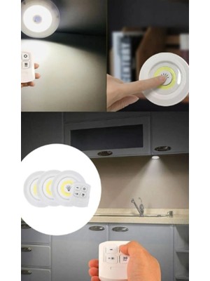 Astraltech Çok Amaçlı Kullanım Için Kablosuz Yapışkanlı 3 Lü Uzaktan Kumandalı LED Spot Lamba