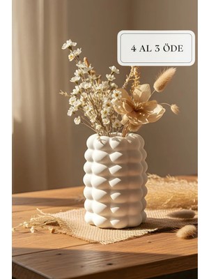 Zuri Design Beton Dekoratif Obje Bohem Vazo – Modern Tasarım 10 x 17