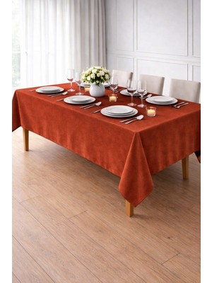 PerdeYap Kadife Dokulu Masa Örtüsü (Kiremit) – Günlük Kullanıma Uygun, Bakımı Kolay