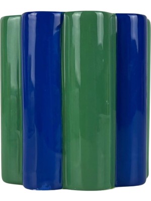 Que Rico - El Boyaması Küçük Saksı Yeşil&mavi