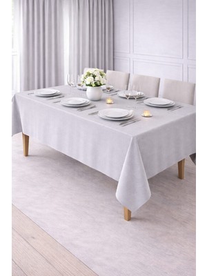 PerdeYap Kadife Dokulu Masa Örtüsü (Açık Gri) – Günlük Kullanıma Uygun, Bakımı Kolay