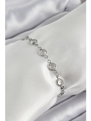 Vice Avm Pirinç Gümüş Renk Zirkon Taşlı Bileklik - TJ-BB7044 TG-V 9314