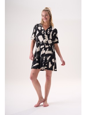Etoile Bambu Kısa Kol Önden Düğmeli Yazlık Kadın Elbise 26220